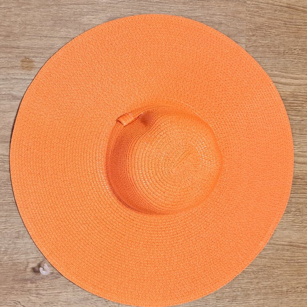 Odiva Oversize Orange Wide brim Straw Hat